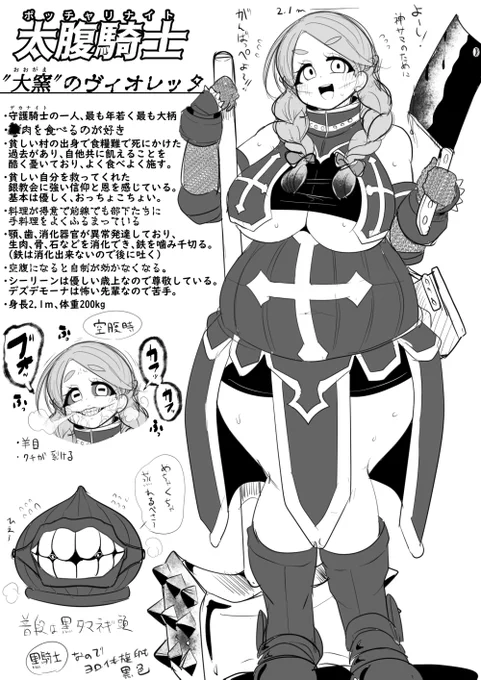 太腹騎士のヴィオレッタはこういう子です。たくさん食べて多分たくさんうんちもする 