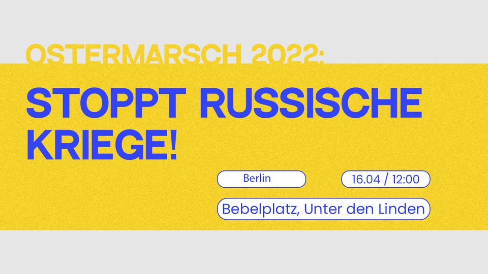 Viele Ostermärsche suchen Schuld bei #NATO - sie vergessen russische Aggression und blenden Opfer von Kriegen aus.

Deshalb: Ukrainische &amp; syrische Aktivist*innen organisieren in #Berlin "Alternativen Ostermarsch".

Sei dabei!

adoptrevolution.org/events/event/a…

#Ostermarsch #Ostern