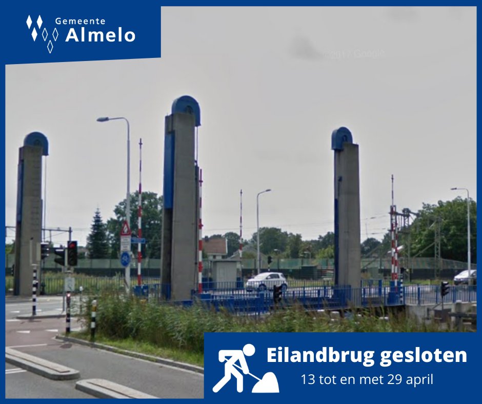 🚧⛔️ De Eilandbrug, de brug tussen de Kolthofsingel en de Aalderinkssingel, krijgt een grote onderhoudsbeurt. Daarom is deze van 13 tot en met 29 april gesloten.

Voetgangers, fietsers en al het andere verkeer worden omgeleid via de Schuilenburgsingel.