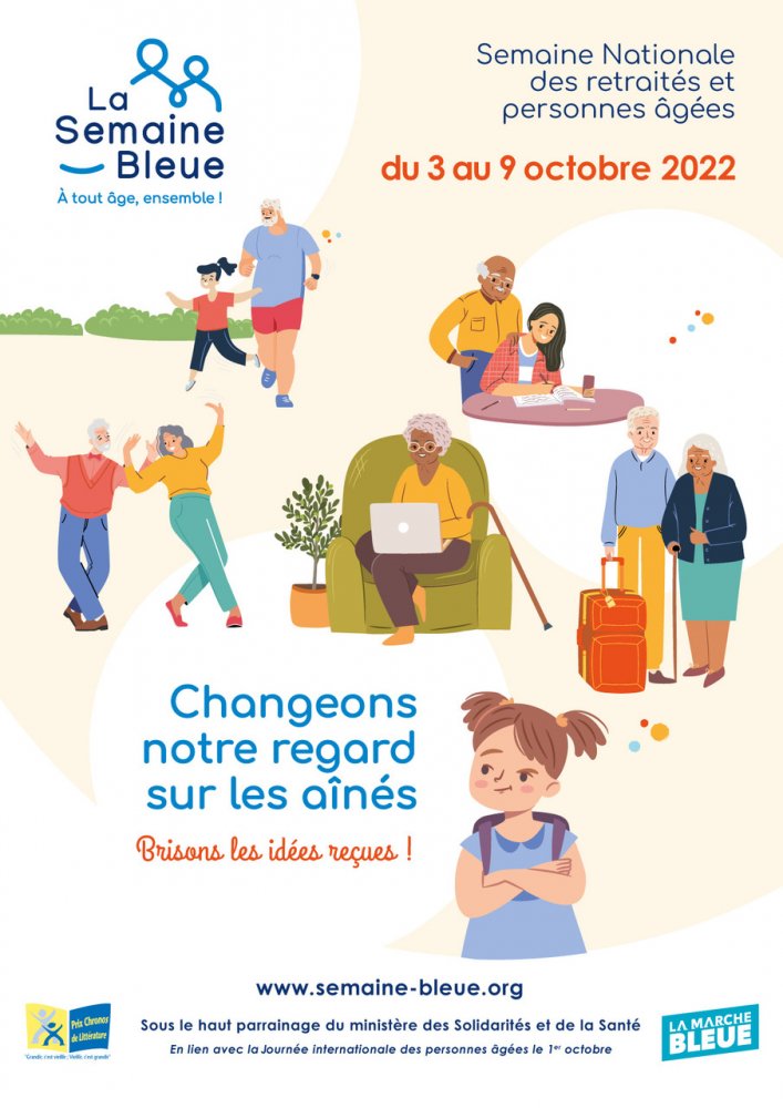semainebleue's tweet photo. La Semaine Bleue souhaite promouvoir les contributions que tous les aînés quel que soit leur âge, leur état de santé et leur niveau d’autonomie peuvent apporter à la société 🫶

🎨 L'affiche 2022 de la Semaine Bleue illustre parfaitement cette idée.

👀👉 https://t.co/qRiepDBKUi https://t.co/Dk7dhlSXoi