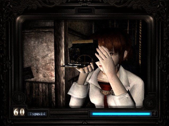Fatal Frame, Miku taking a picture of herself in the rope hallway.