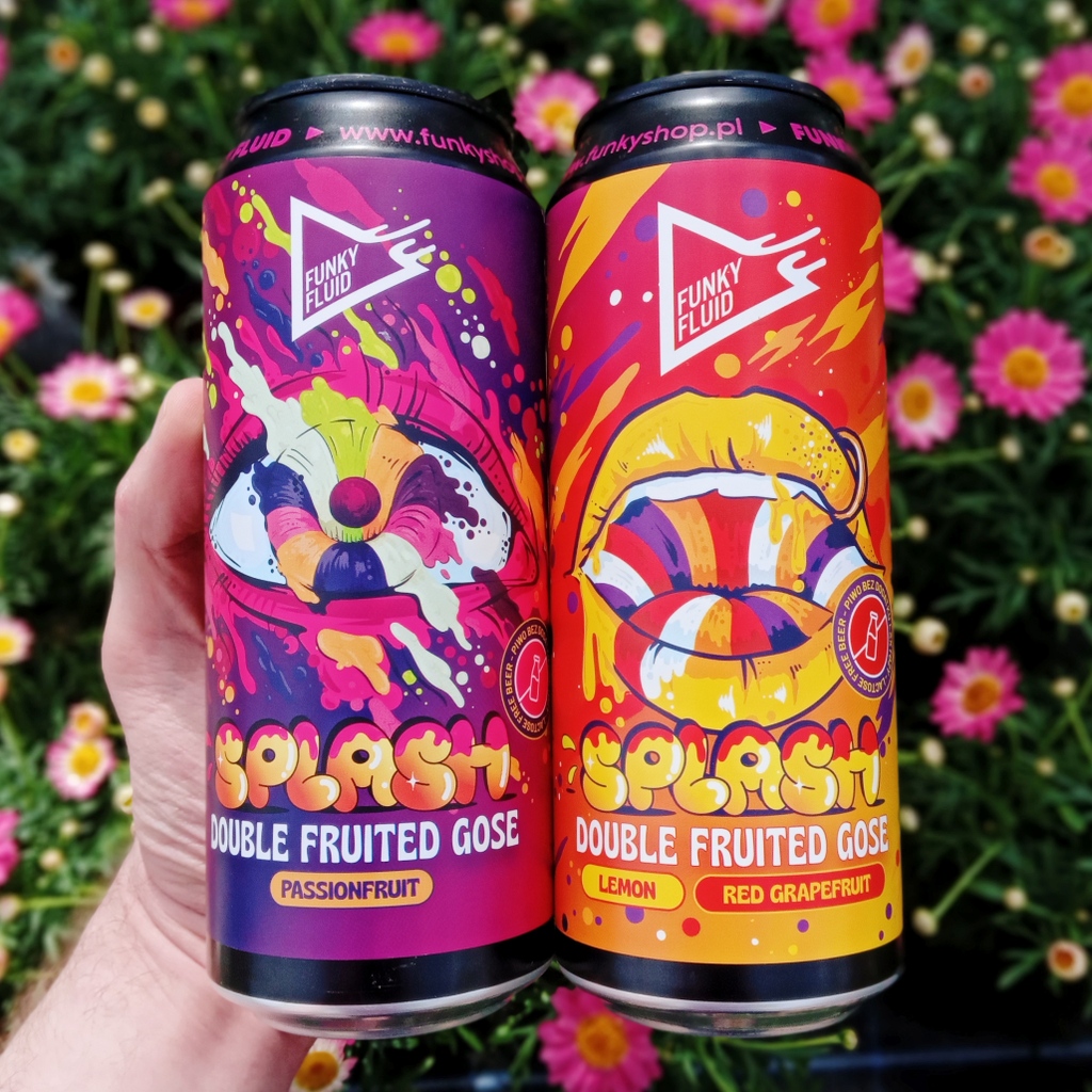 A Splash of fruit from Poland's @browarfunkyfluid

Splash: Double Fruited Gose 3.6%
Double Fruited Gose w. passionfruit.

Splash Double Fruited Gose 3.6%
Double Fruited Gose w. lemon and red grapefruit

Properly thirst quenching fruity goodness.
