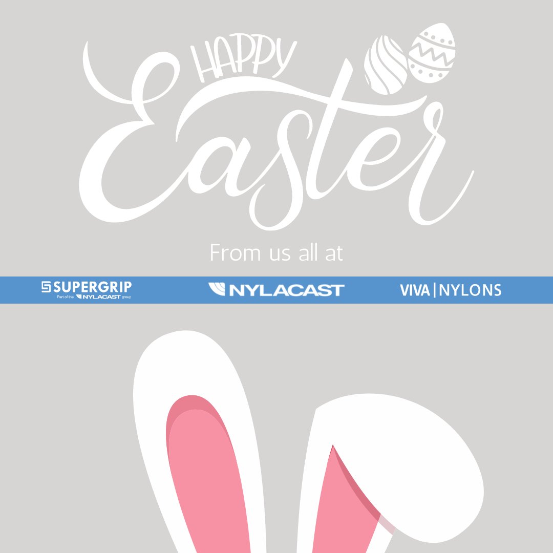 We are wishing you all a Happy Easter🐰🐣Please note our offices and UK manufacturing sites will be closed from 15th–18th April 2022. If you need to contact Nylacast Group urgently, please email outofhours@nylacast.com 
#happyeaster #happyholidays #nylacast #supergrip #vivanylons