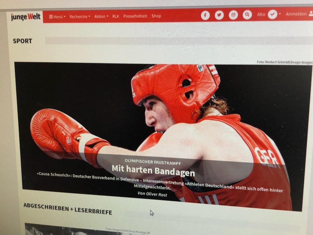 oliver_rast's tweet photo. Lockangebot -> @jungewelt – Olympisches Boxen: Transparenz und Willkür bei Kader-Nominierung? Alle News zum Clinch zwischen Deutschem Boxsport-Verband (#DBV), Mittelgewichtlerin Sarah #Scheurich und @athleten_de auf der jW-Page https://t.co/rxFzPSRqVN