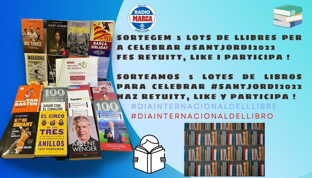 radiomarcabcn's tweet photo. Sortegem 5 lots de llibres per a celebrar #SantJordi2022 .
Fes Retuitt , like i participa !

Sorteamos 5 lotes de libros para celebrar #SantJordi2022 
Haz Retuitt,  like y participa !
#DiaInternacionaldelLibro #DiaInternacionaldelllibre 
#Libro #llibre #SantJordi2022 📖📚 https://t.co/QZB3mRm1Id