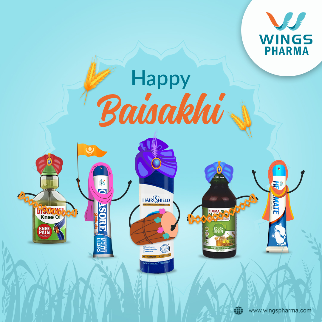 WingsPharma's tweet photo. Baisakhi Di Badhaiya...
Hope this Baisakhi fulfills all your Desires and Wishes and shower you with Good Health, Happiness, and Love.
#WingsPharma #Diclowin #Orasore #Hairshield #Kufma #Heelmate #Wincold #WPPL #happyvaisakhi #vaisakhi #baisakhi #harvestfestival #harvest https://t.co/WRjlbYVFtD