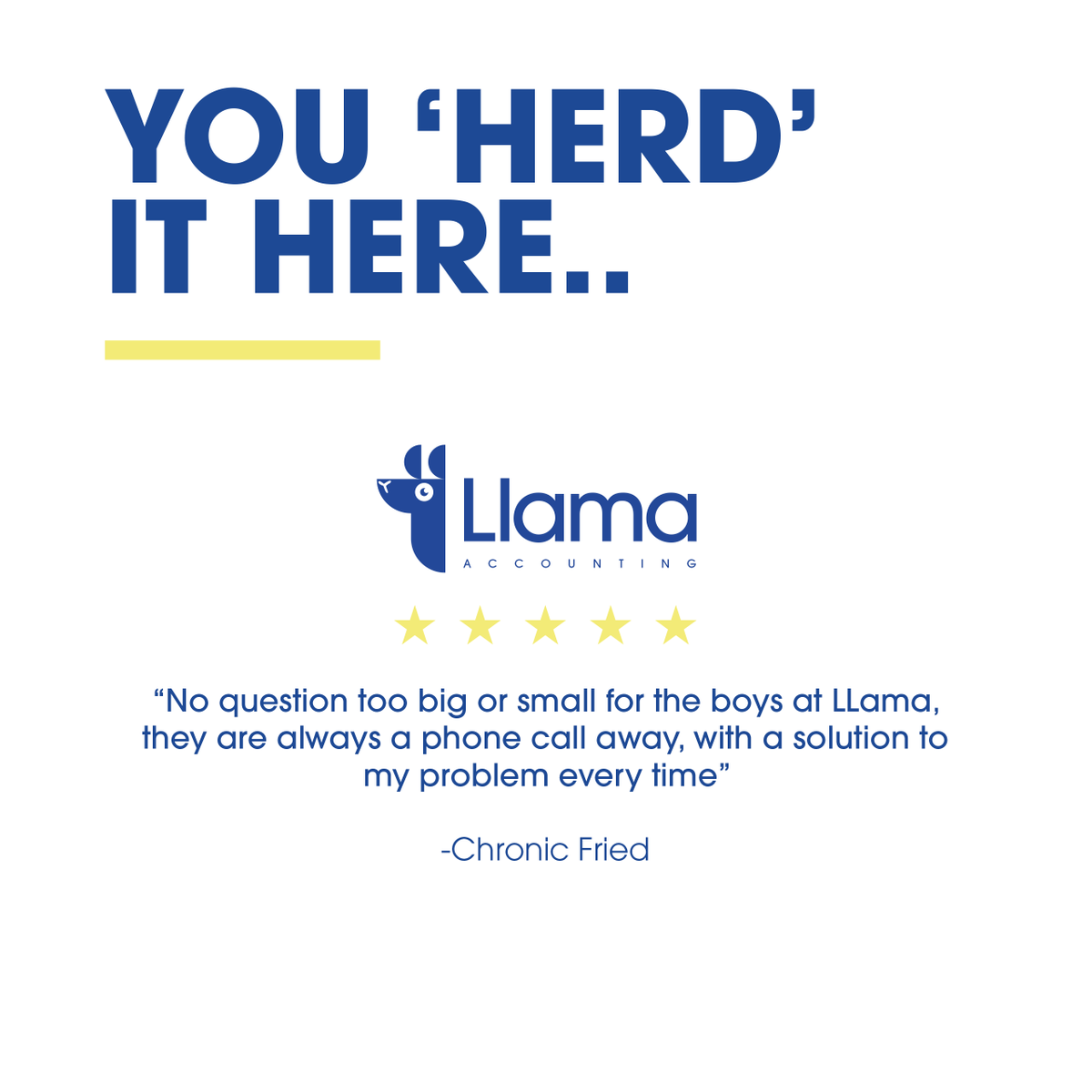 We’re always a phone call away for our clients, providing them with support and advice with them in mind.

#LlamaAccounting #NoDramaWithLlama #JoinTheHerd