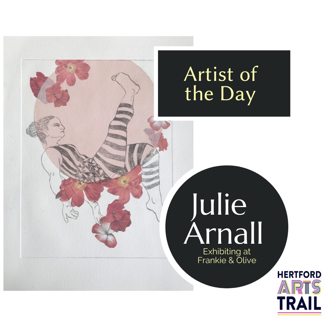 'Artist of the Day' as part of the 'Hertford Arts Trail'. Today's artist is Julie Arnell-a local artist who's current work includes printmaking and drawing. Their work will be featured <a href="/olive_frankie/">Frankie and Olive Co.</a>. For more info ow.ly/7Im550Izu8p #hertfordartsfestival
