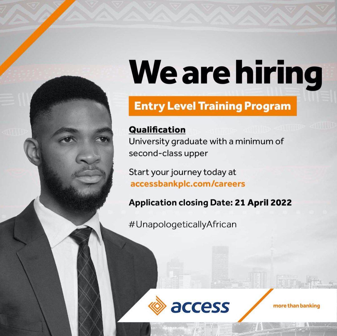 És licenciado(a) e tens até 24 anos? Esta é a oportunidade que precisas para realizares os teus sonhos e mudares a tua jornada pessoal e profissional.
Inicia já a tua jornada para o sucesso, submete a tua aplicação no hrrecruitment.moz@accessbankplc.com até o dia 21 de Abril.