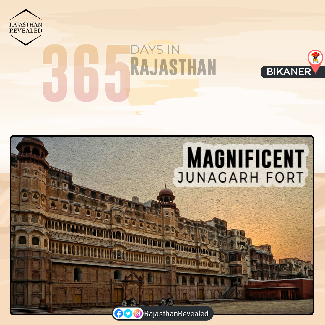 #365DaysRajasthan The grand #JunagarhFort in #Bikaner tells stories of all the rulers who have passed through it through centuries. 

#bikaneri #bikanerdiaries #bikanercity #bikanertourism #bikanerdairies #apnabikaner #rajasthantourism #rajasthan #rajasthaniculture