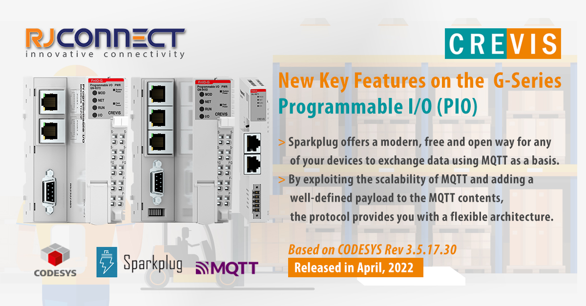 RJ_Connect's tweet photo. New weather forecast and MQTT Sparkplug B features launched in April 2022 on the Crevis G-Series Programmable I/O (PIO) switches.
For more information click here https://t.co/OGSd473bbN
#rjconnect
#CREVIS
#indutrialitsolutions https://t.co/cfkgJSKrZG