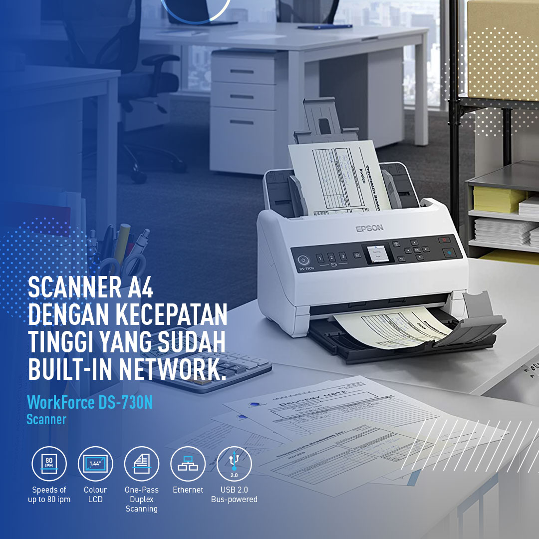 EpsonIndonesia's tweet photo. Jika Anda membutuhkan pengarsipan digital, scanner Epson WorkForce DS-730N sangat ideal untuk bisnis Anda. Sudah dilengkapi dengan koneksi jaringan dan bisa menyimpan hasil scan ke network folder, email, atau ke cloud.
https://t.co/Es9c1pbTGP
#DocumentScanner #EpsonScanner https://t.co/BlCMj02kPt