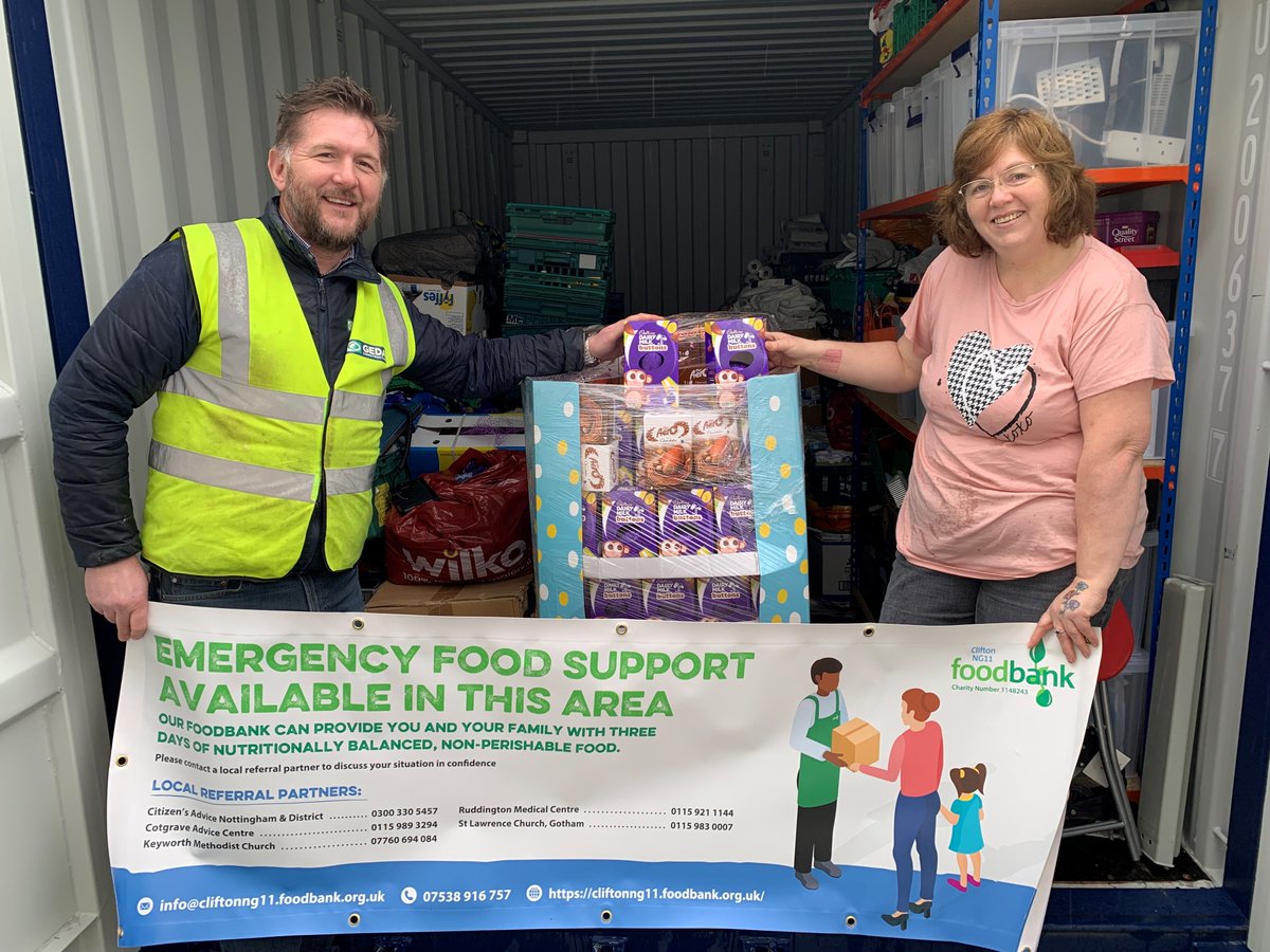 Geda_Const's tweet photo. We donated 300 Easter eggs to @ng11foodbank beside our Kieron Hill Court site, we're building them a brand new storage facility

📸Egg-cellent Site Manager Wes with Wendy from the foodbank

Happy Easter from #TeamGEDA!

Visit their website: https://t.co/TQHid2jXhy https://t.co/Ba8VFBqzNY