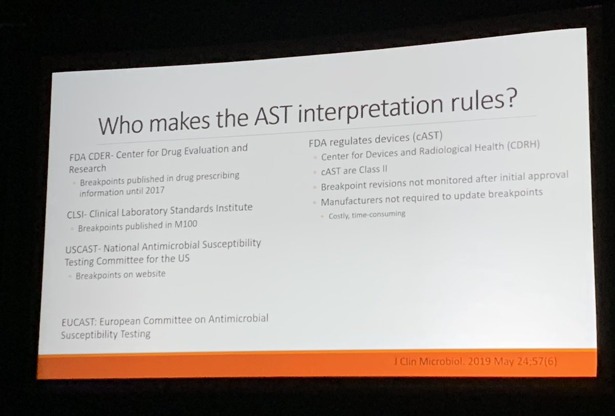 LNHsteward's tweet photo. Q: Who makes the #antimicrobial susceptibility interpretation rules? 🤔 A: #FDA, #CLSI, #USCAST, #EUCAST. 🤓 Next Q: Do they all agree on the breakpoints? A: 😂🤣 @SHEA_Epi #SHEASpring2022 https://t.co/TLBaID4M0h