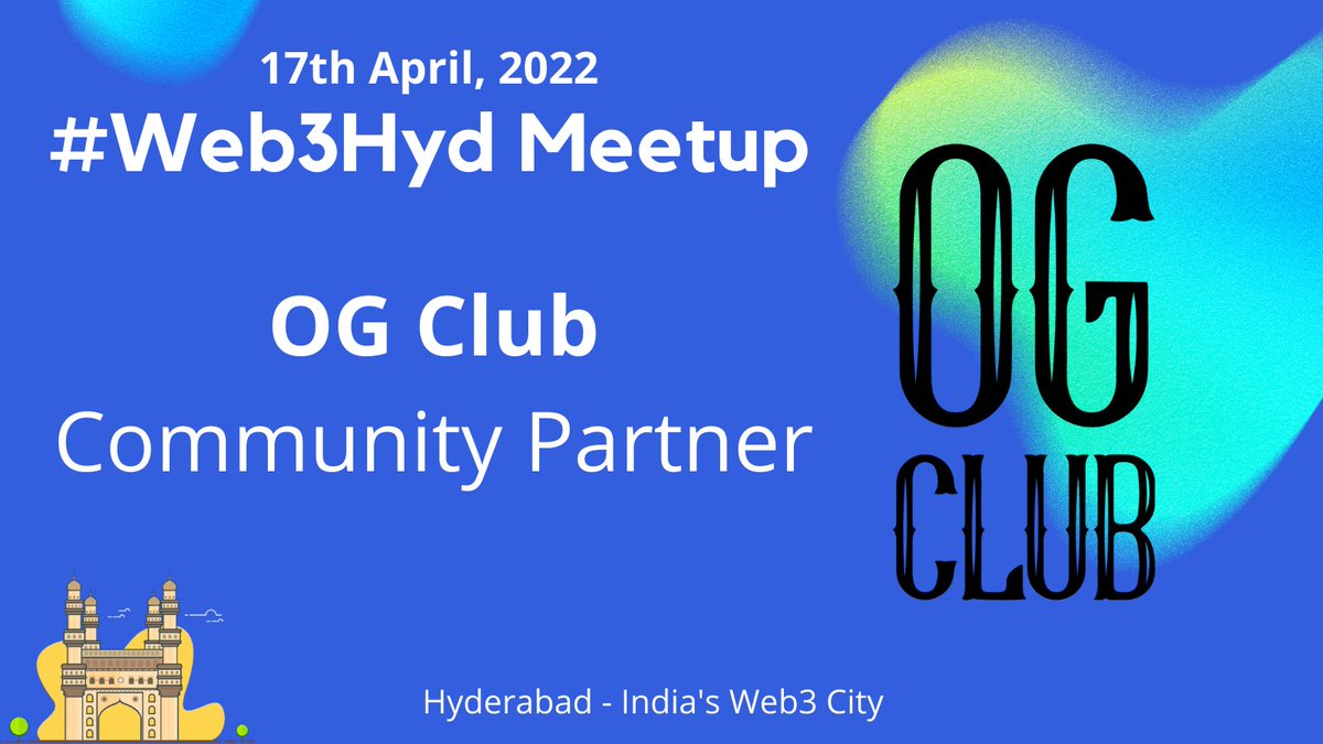 web3hyd's tweet photo. We are happy to announce @OgclubDAO as our community partner for the next #Web3Hyd meetup.

OGClubDAO is a fast growing community of web3 founders, builders &amp; investor fostering innovation in web3 space.

Registration is mandatory. Link: https://t.co/k9iCSNYPPR https://t.co/jzSXoG9lQ6
