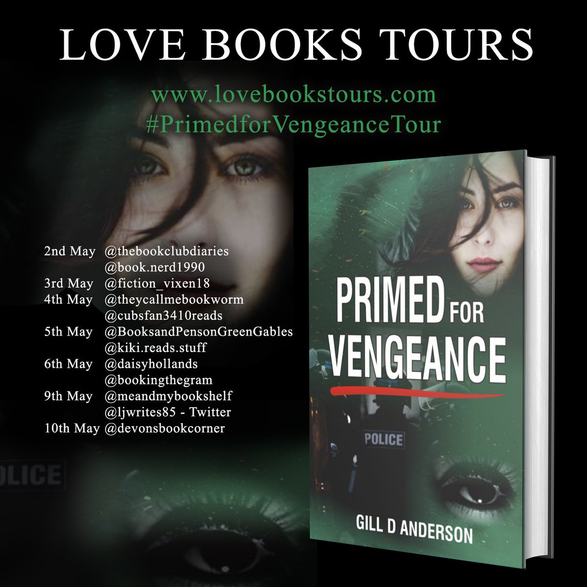 Kelly Lacey (@kellyalacey) on Twitter photo This May, follow the #virtualbooktour for Primed for Vengeance by Gill D Anderson <a href="/GillianAnders16/">Gill D Anderson</a>
2nd - 10th May
The <a href="/Lovebookstours/">Love Books Tours</a> book bloggers and bookstagrammers will be sharing their reviews across social media.
#BookTwitter #Bookreviews #Bookstagram #Bookstagrammers This May, follow the #virtualbooktour for Primed for Vengeance by Gill D Anderson <a href="/GillianAnders16/">Gill D Anderson</a>
2nd - 10th May
The <a href="/Lovebookstours/">Love Books Tours</a> book bloggers and bookstagrammers will be sharing their reviews across social media.
#BookTwitter #Bookreviews #Bookstagram #Bookstagrammers