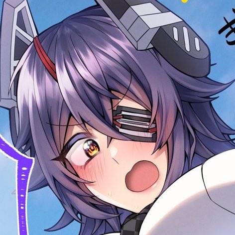 tenryuu (kancolle) 1girl eyepatch purple hair headgear solo blush open mouth  illustration images