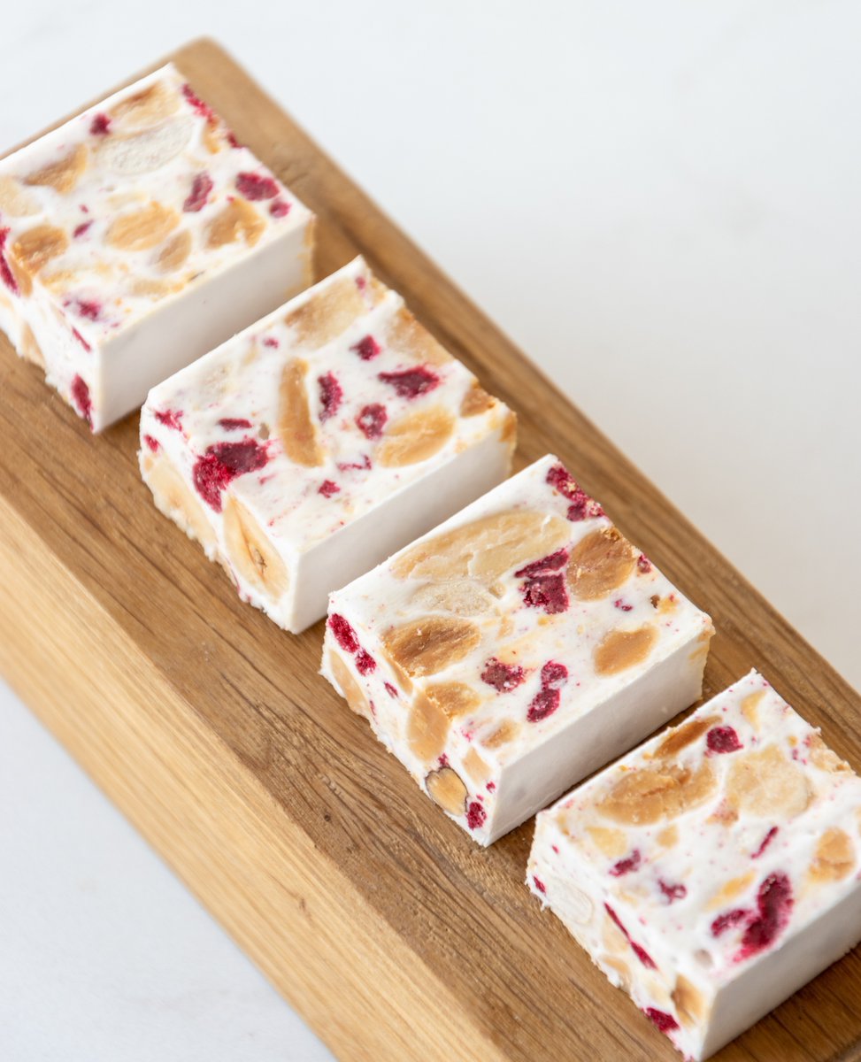 JulesCooking's tweet photo. Day 4 of my friandise special! Today we're making some delicious nougat. It's seasoned with honey and filled with raspberries, almonds and hazelnuts. Find a link to the full video in my bio &amp; story @julescooking

Have a good one guys! #julescooking #nougat https://t.co/DvCay5mXSh