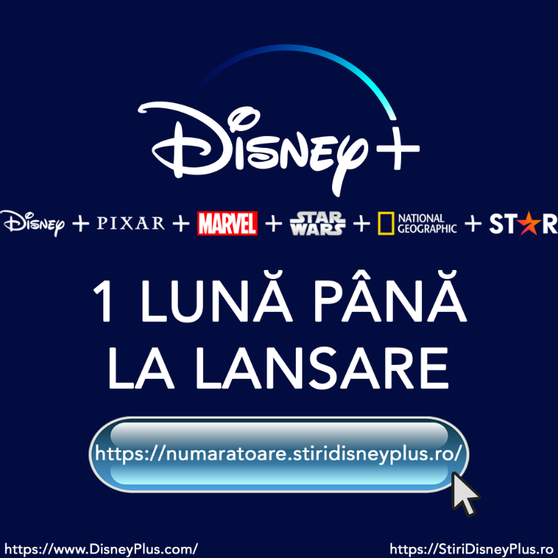 StiriDisneyPlus's tweet photo. A mai rămas 1 lună până la lansarea Disney+ în România. #DisneyPlus #DisneyPlusRO https://t.co/EOjJFERGHE