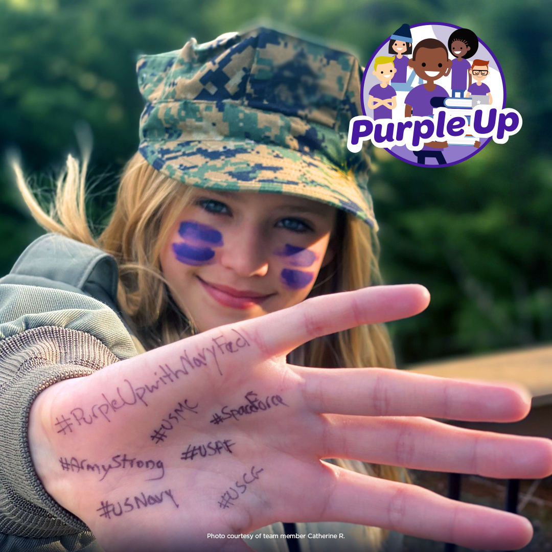 Show us how you 'PurpleUp!' for military kids tomorrow! Share a photo of yourself, friends or family wearing purple with #PurpleUpWithNavyFed & @navyfederal—we'll RT photos throughout the day.

📷  of our team member Catherine's #MilKid