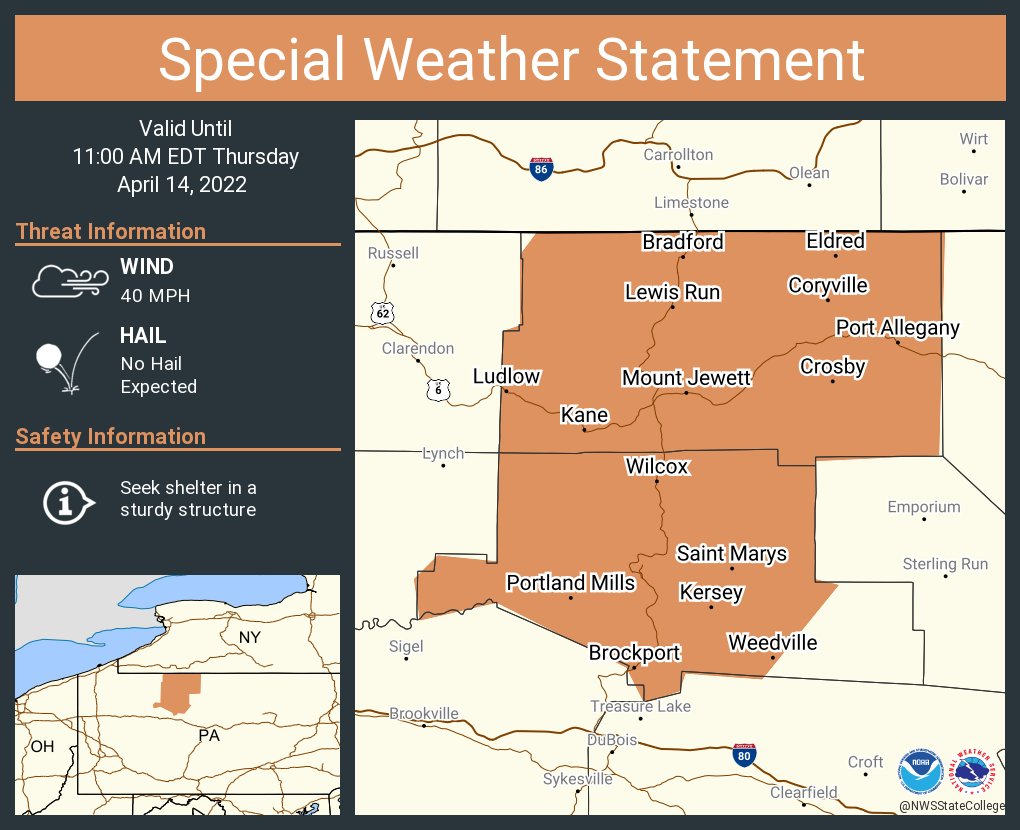 NWS State College on Twitter "A special weather statement has been