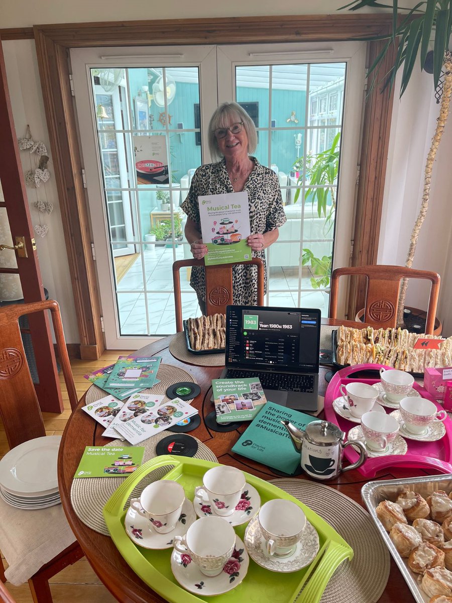 PlaylistforLife's tweet photo. Wow, we love Carol's pun-tastic #MusicalTea setup! 😄 🍰 🎶
"It was great to get together for a Musical Tea. Everyone suggested a song from their youth in advance and we made a playlist for the day. It opened up some great conversations about music from our past!" 💚 https://t.co/C9BfKVTMxh