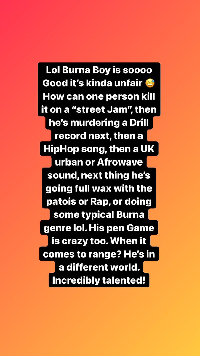 RaezyWinston's tweet photo. My very Candid thoughts on Burna Boy! 
🌎 😊 https://t.co/zNplm0B6Jx