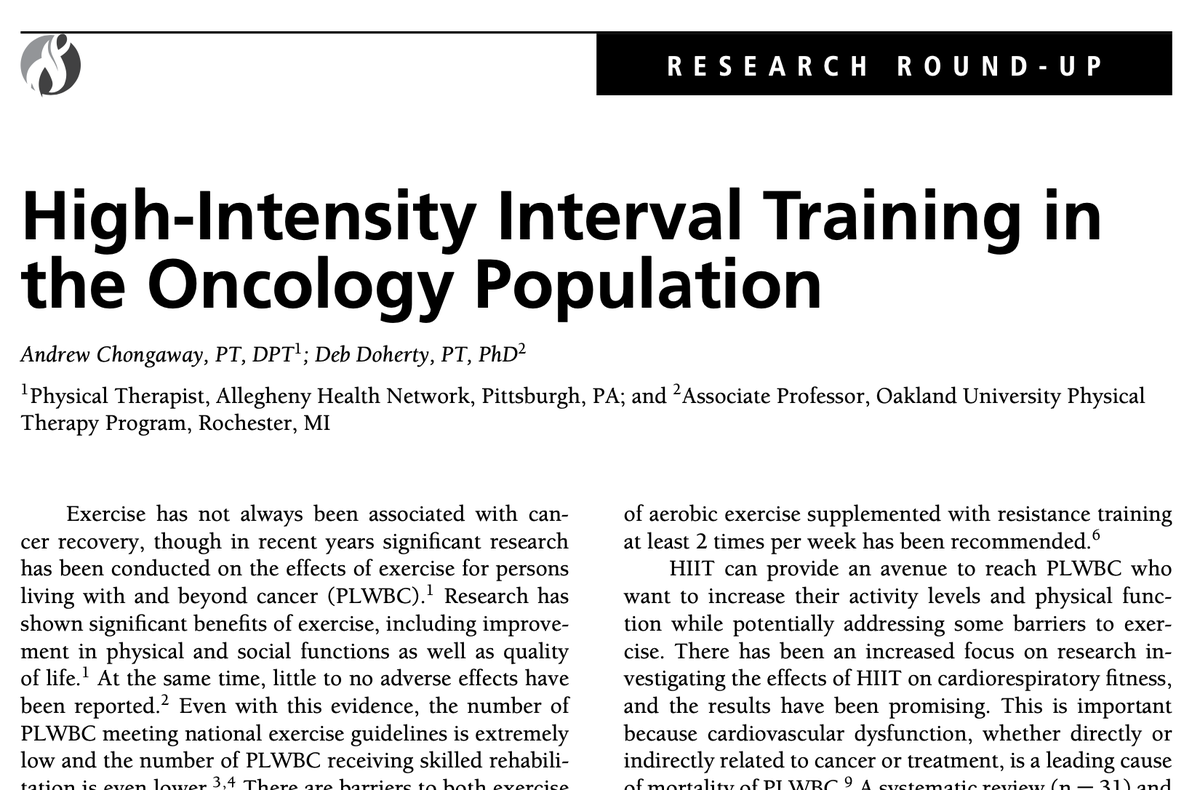 🕐 RESEARCH ROUND-UP 🕐

High-Intensity Interval Training in the Oncology Population

ow.ly/FyHR50IyQIi