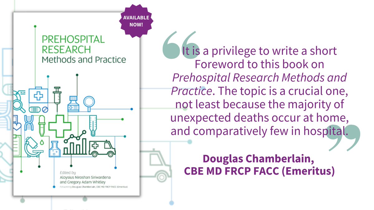 'Prehospital Research Methods and Practice' is now available to buy. The founder of the first #paramedic unit, Douglas Chamberlain, states that this "book makes a valuable contribution to a very important topic". Find out more: bit.ly/Prehospresearc… #prehospital