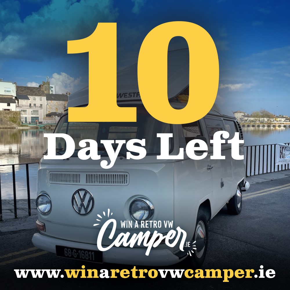 winavwcamper's tweet photo. There are just 𝟭𝟬 𝗗𝗔𝗬𝗦 to go until one lucky person wins an original 1968 VW Westfalia camper! 🚐

For your chance to win, buy a ticket for our @ClannGAA #WinARetroVWCamper fundraiser for just €25 and you'll be in our draw on Mon, 25th April 🤩
 👉🏻 https://t.co/IAaRVwLVft https://t.co/0sVigiYjvG