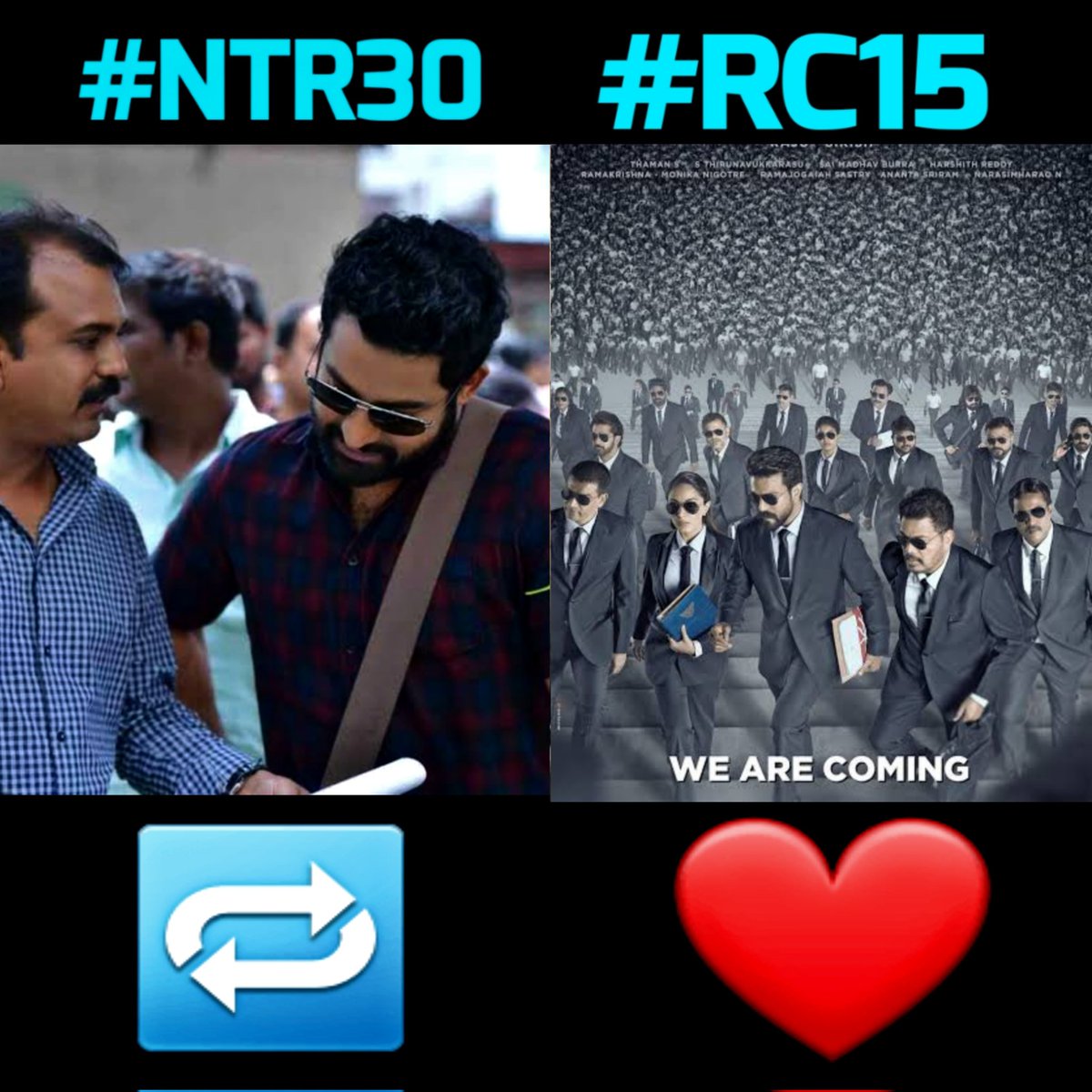 RagavaNTR_'s tweet photo. Let's Settle This 
#NTR30 @tarak9999
 #RC15  @AlwaysRamCharan https://t.co/ErrHbhvUHZ