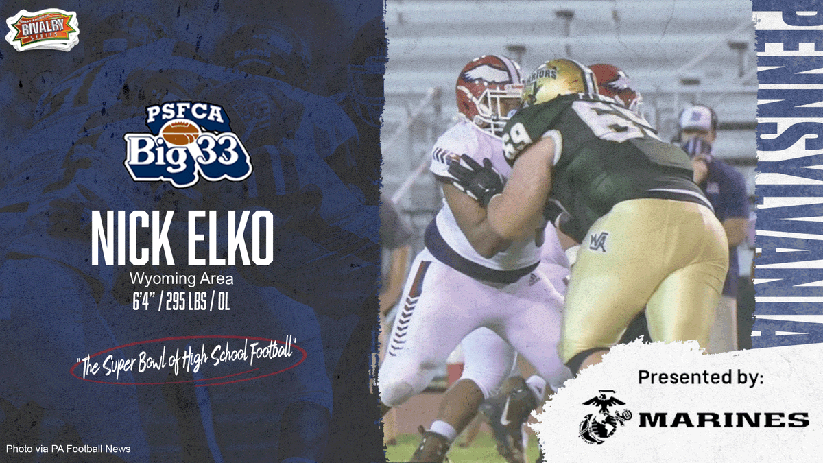 AmericanRivalry's tweet photo. Congratulations to Wyoming Area offensive lineman Nick Elko on his selection to the @psfcabig33.

Help Nick earn $1,000 for his school by naming him Team Pennsylvania 'Fan Favorite'

🗳️ https://t.co/aUOXbcQnqT https://t.co/KNG4xglZ53