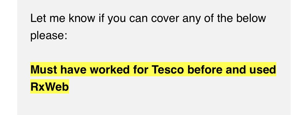 ResponsiblePha2's tweet photo. I just want to ask @Tesco if someone has no Tesco experience how do you book your first locum pharmacist shift? 1/2 @the_pda @ChemistDruggist @PharmacistCoop @TheGPhC https://t.co/G0ZobQEPbi