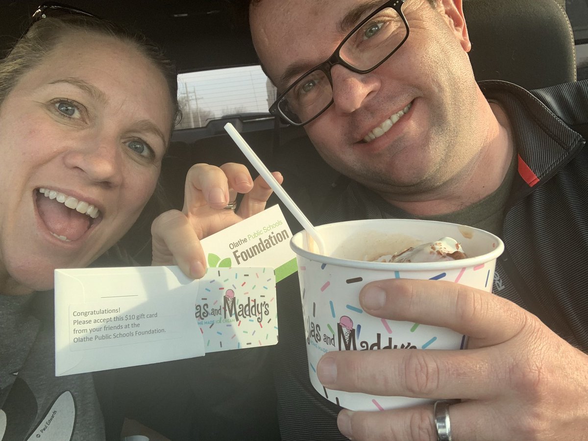 DeetsQuest's tweet photo. Thank you @OPSF233 for the ice cream treats @Sylasandmaddys! @LukeDeets &amp; I loved celebrating the #Big3Challenge prize!! ❤️🍦❤️#OlatheMomentsThatMatter https://t.co/pwNQbLtEQB