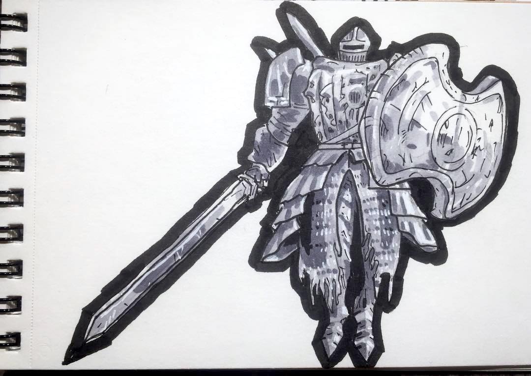jpsully_art's tweet photo. The Pursuer from DS2. #Darksouls #fanart drawn with ink and #copicmarkers.  #illustration #artistontwitter https://t.co/ywkZnB6d7Y