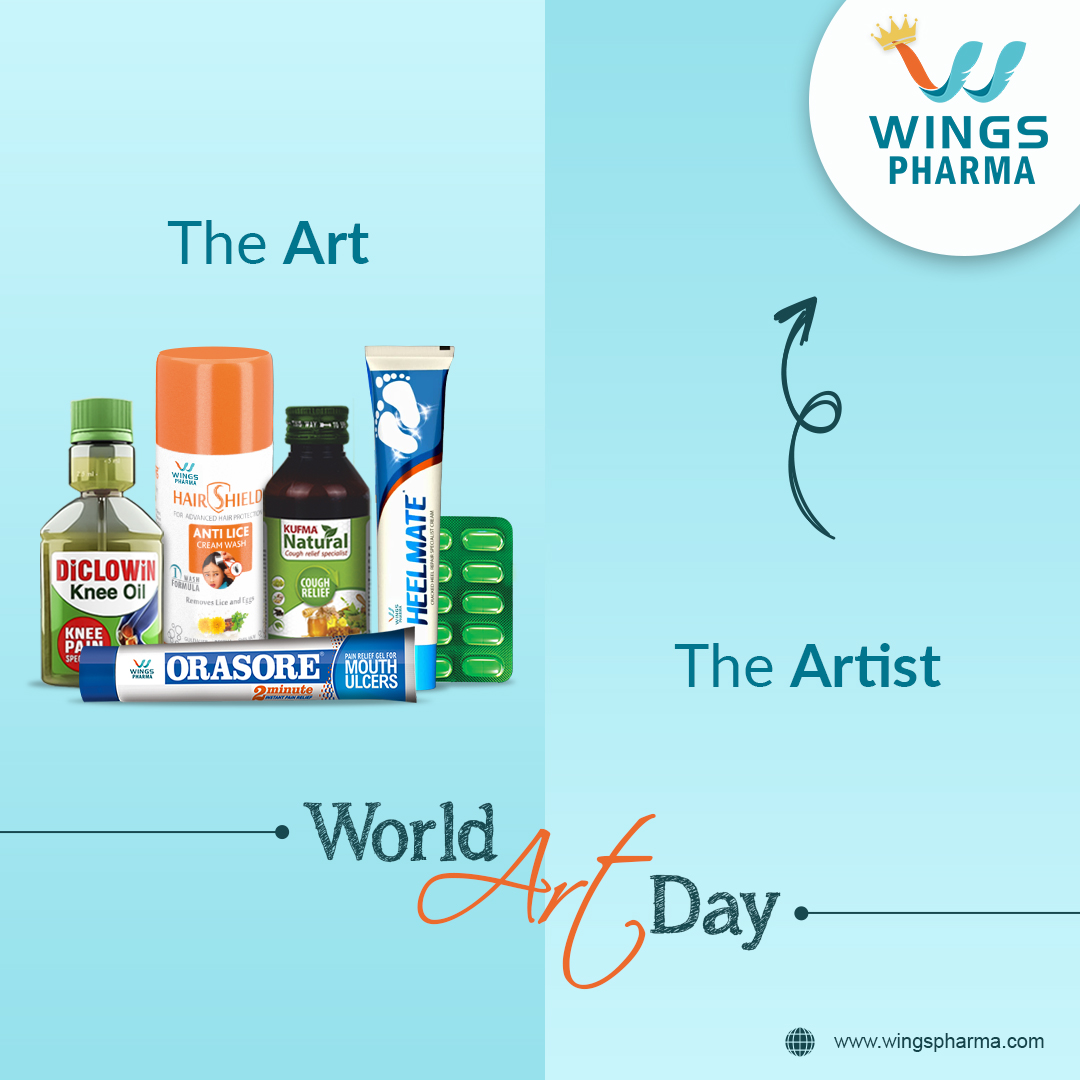 WingsPharma's tweet photo. Taking care of your Health is a great Art .
This World Art Day lets appreciate our health artists for curating brands that cure with care.
#WingsPharma #Diclowin #Orasore #Hairshield #Kufma #Heelmate #Wincold #WPPL #ArtDay #WorldArtDay https://t.co/BNSUTUzHI5