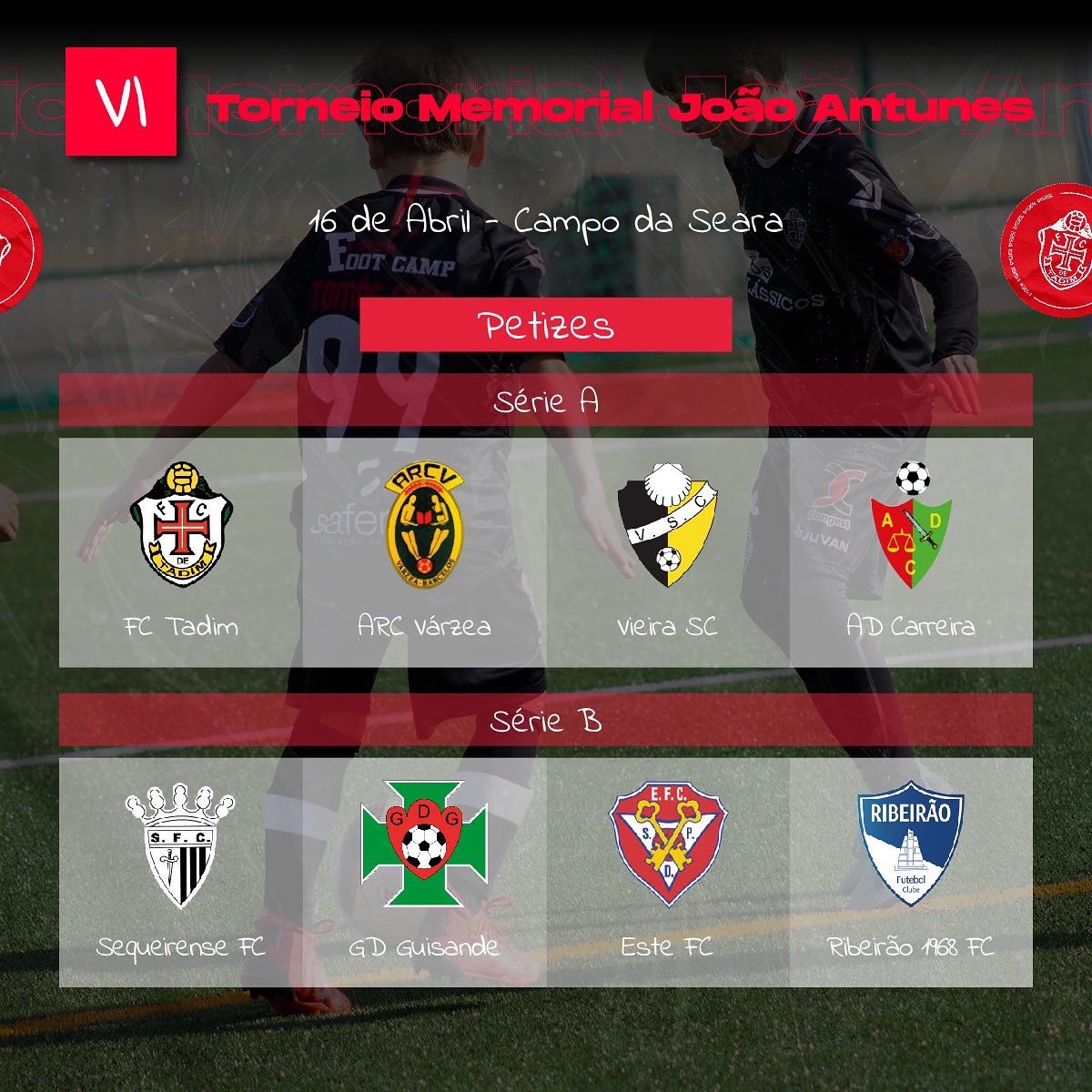 fctadim54's tweet photo. Grupos do Torneio Memorial João Antunes 🏆⚽️

É já amanhã que vamos receber em Tadim dezenas de equipas para dar início a um dos torneios mais mediáticos da cidade de Braga! ⚔️

Contamos contigo para 2 dias de pura festa do futebol 👏 https://t.co/wrygxXo6pR