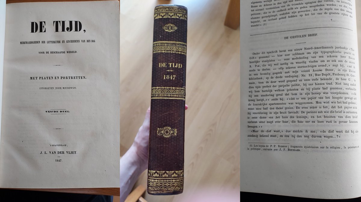DutchEAPoe's tweet photo. Yes! Got it ... the oldest known Dutch Edgar Allan Poe translation! 'De gestolen brief' (1847) is the Dutch translation for 'The purloined letter' (1844). It was published in magazine 'De Tijd'. 

@ChrisatthePoe @PoeMuseum @PoeForevermore @poeburiedalive https://t.co/oIjilUPnTy