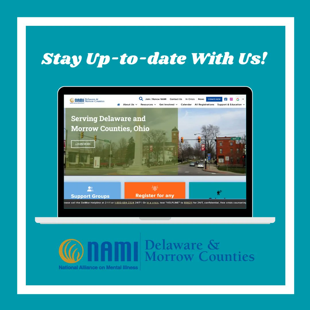 The best way to stay up to date all on things NAMI Delaware and Morrow Counties is through our website, NotAloneOhio.org. Visit today to see what upcoming classes, groups, and events we have planned! 💙

#NAMIDelMor