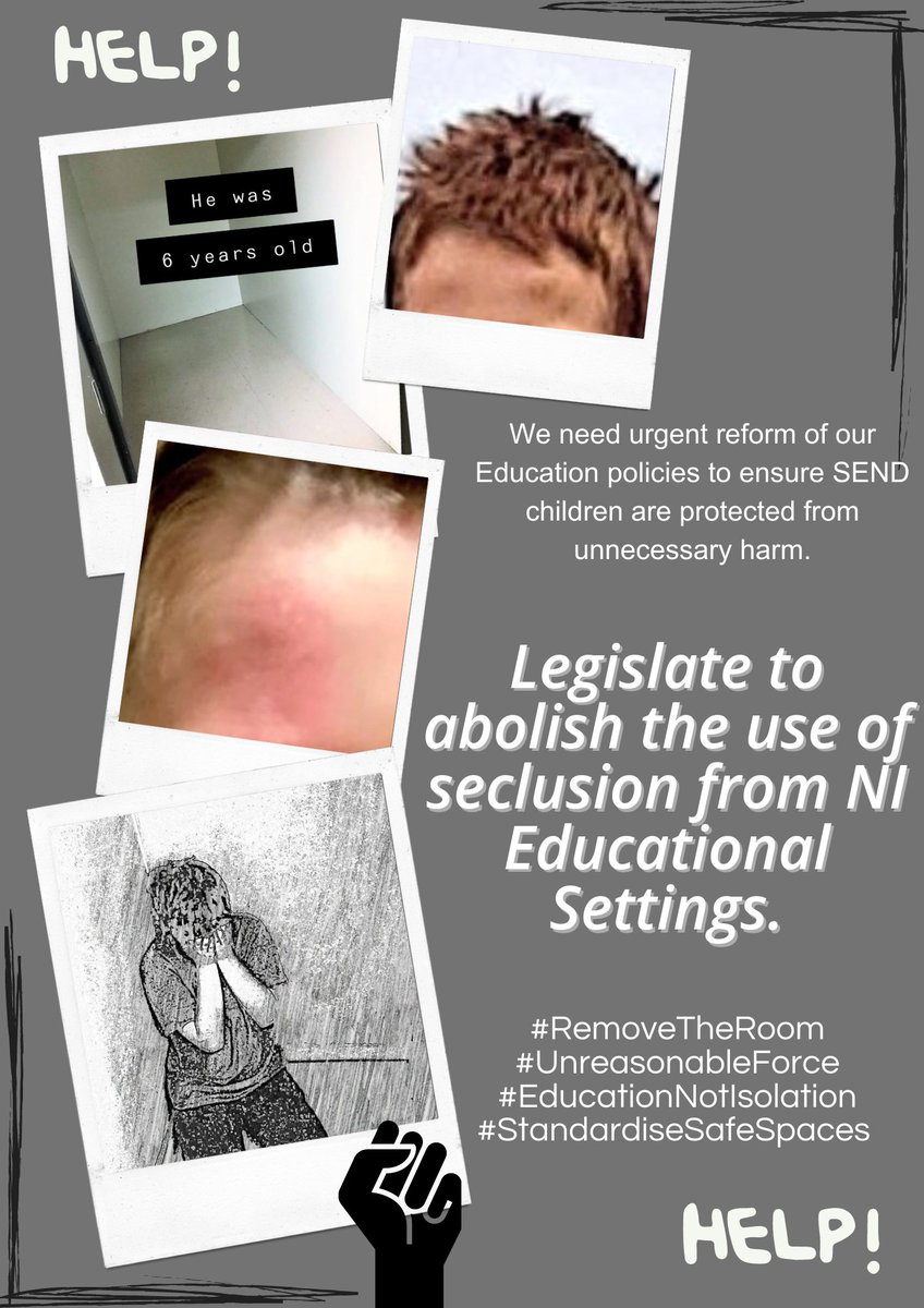 RemoveTheRoom's tweet photo. NI has the opportunity to lead the way and legally abolish this cruel &amp; degrading form of punishment! #RemoveTheRoom

#StandardiseSafeSpaces to avoid the potential for misuse. 

Documentation of use should be cosigned and independently regulated to ensure #EducationNotIsolation https://t.co/vbhp1OMN21