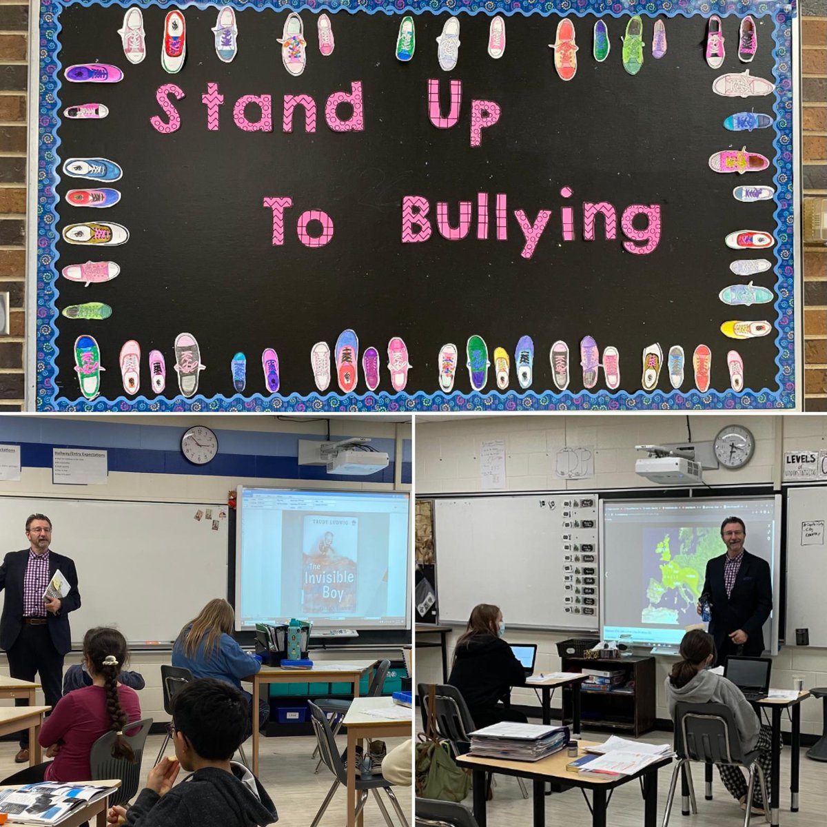 King George School was happy to have Mayor Christ kick off this year's International Day of Pink activities. Mayor Chrest  read to Mrs. March's Gr 5/6 class and popped into Ms. Paulishyn's Grade 7/8 class. #bdnmb #KGCrusaders #dayofpink