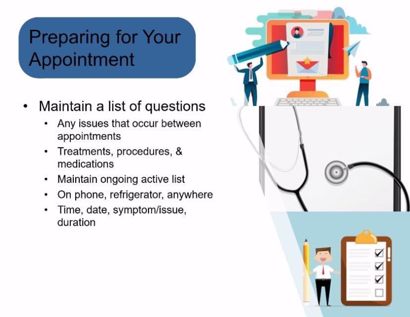 MessedUpHearts's tweet photo. Here are some great examples of Preparing for Appointment from a webinar put on by Cleveland Clinic.  Always remember to ask questions ! There are no dumb question!! #chd #ACHD @ClevelandClinic https://t.co/EZs2slquTx