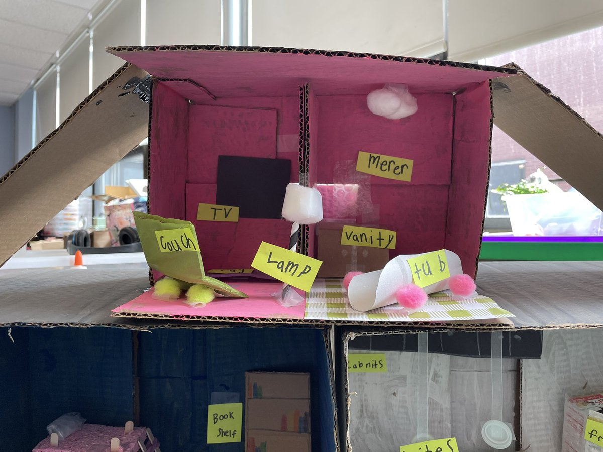 Our kindergarteners decided a hotel for kids would be a great addition to our community! They started by sketching blueprints, then they decided what should be in each room. Their final step was bringing it to life! <a href="/JParadis717/">Justine Paradis</a> #HennesseyRising