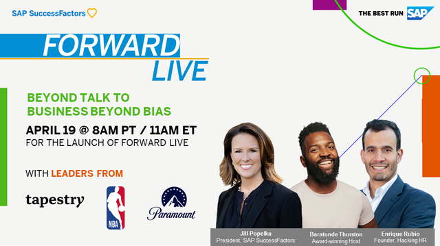 Create a workplace that your employees will love and thrive in. Join our first episode of Forward Live! with <a href="/JillPopelka/">Jill Popelka</a> on Apr19 for an insightful discussion on diverse, equitable, and inclusive workplaces. <a href="/baratunde/">Baratunde</a> <a href="/successfactors/">SAP SuccessFactors</a> #ForwardLiveSeries bit.ly/3rq3eAC