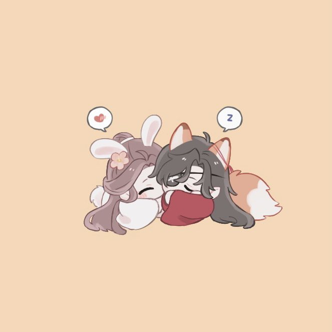 「🦊💘🐰 」|うるしののイラスト