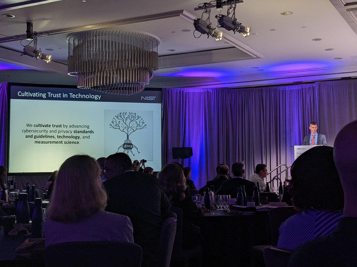 NISTcyber's tweet photo. Kevin Stine, Chief of @NIST's Applied #Cybersecurity Division is speaking now about cultivating trust in technology at the @State_Scoop #VMWareGovSummit https://t.co/OU2vrDuAiZ