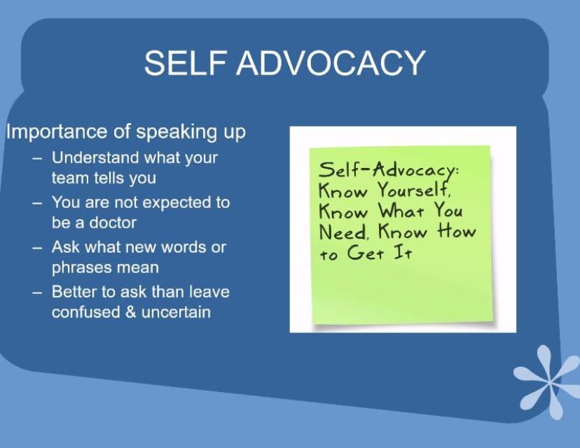 MessedUpHearts's tweet photo. Everyone needs to learn to Self advocate and if you can’t then get someone to help you! 👏👏 you got this! #chd #CardioTwitter @ClevelandClinic @LifeWithCHD https://t.co/cUXzSxAuSw