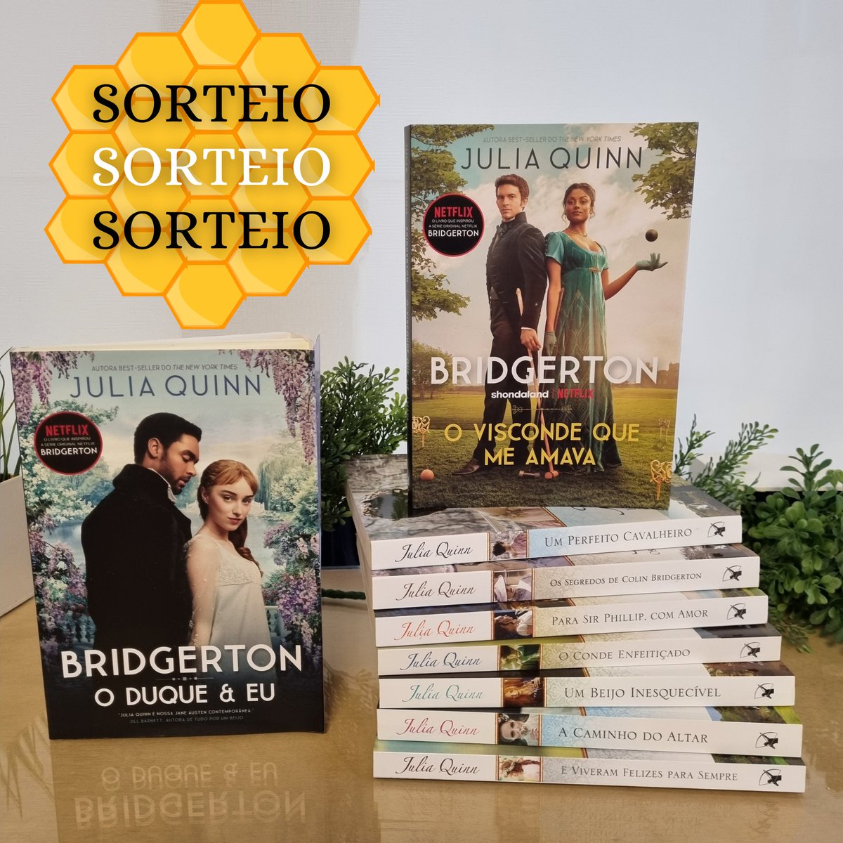 Editora Arqueiro (@editoraarqueiro) on Twitter photo 🐝 Convocando todos os fãs de Julia Quinn 💞 !
Sortearemos 1 kit com todos os livros da série Os Bridgertons, incluindo os primeiros volumes com a sobrecapa da NETFLIX!
📍Para concorrer:
- RT este tweet
- Seguir o perfil: <a href="/editoraarqueiro/">Editora Arqueiro</a>
- Marcar um amigo
-R: 18/04 🐝 Convocando todos os fãs de Julia Quinn 💞 !
Sortearemos 1 kit com todos os livros da série Os Bridgertons, incluindo os primeiros volumes com a sobrecapa da NETFLIX!
📍Para concorrer:
- RT este tweet
- Seguir o perfil: <a href="/editoraarqueiro/">Editora Arqueiro</a>
- Marcar um amigo
-R: 18/04