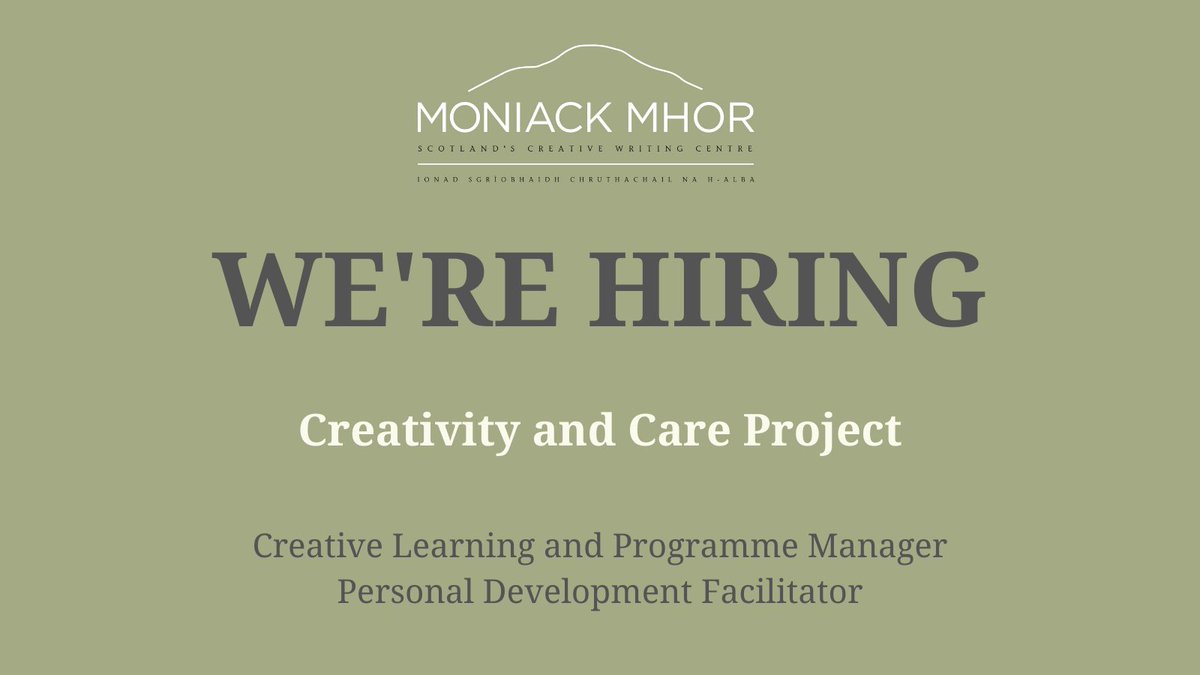 Moniack Mhor has two new exciting job opportunities: Creative Learning and Programme Manager and a Personal Development Facilitator for the new Creativity and Care Project. More details here: bit.ly/37eQlT4 Closing date: 16th May, 5pm.