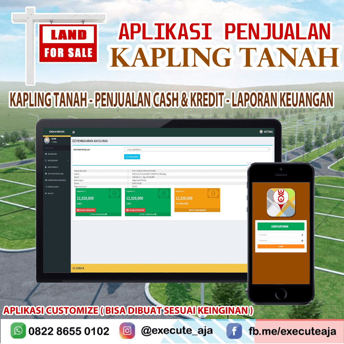 SoftRiau's tweet photo. Aplikasi Program Berbasis Website untuk Manajemen Penjualan Kavling Tanah. Pada Aplikasi Ini Pemilik Usaha Dapat Memanajemen Data Lokasi Tanah Kavling, Pembeli, Transaksi Penjualan Baik Cash Maupun Kredit. 

Visit : https://t.co/zCb9rG6N5T 
DEMO : https://t.co/IZbv9k3Mmb https://t.co/gYzggG93Nw